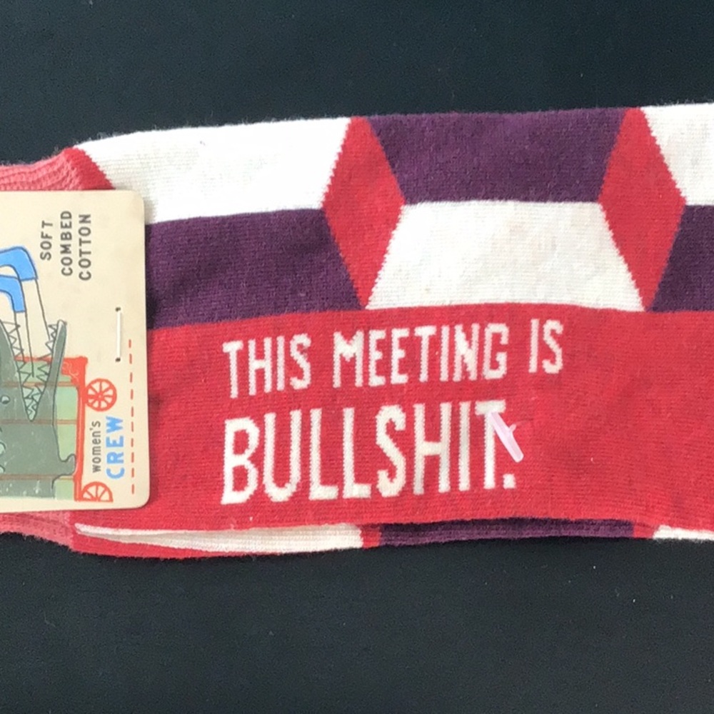 Women’s Crew Socks Humorous This meeting is bullshit